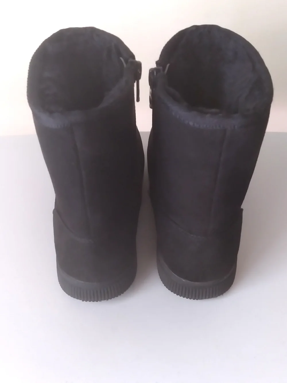 Cat & Jack Girls Black Mid-Calf Winter Zip Boots Faux Fur Lined Size 3